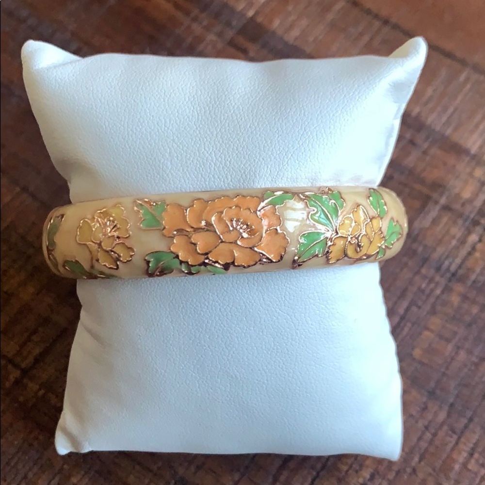Vintage Floral Enamel Bangle Bracelet